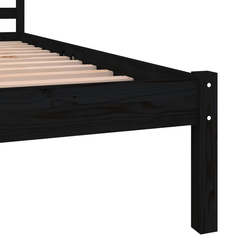 Bed Frame Solid Wood Pine 92x187 cm Single Size Black