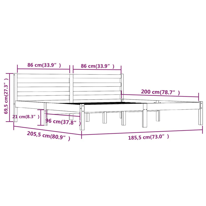 Bed Frame without Mattress 183x203 cm King