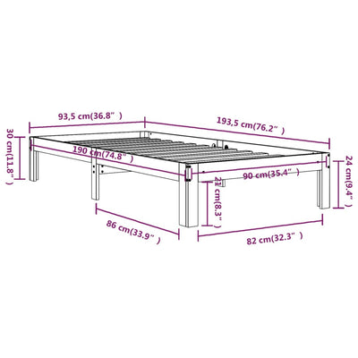 Bed Frame without Mattress 90x190 cm