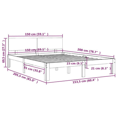 Bed Frame without Mattress Honey Brown 150x200 cm