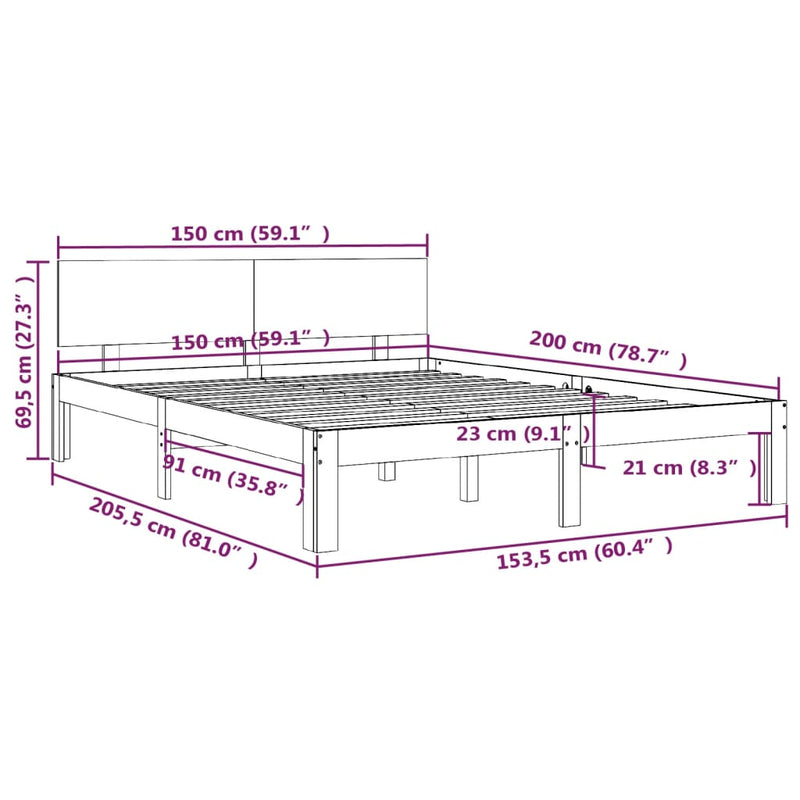 Bed Frame without Mattress Honey Brown 150x200 cm