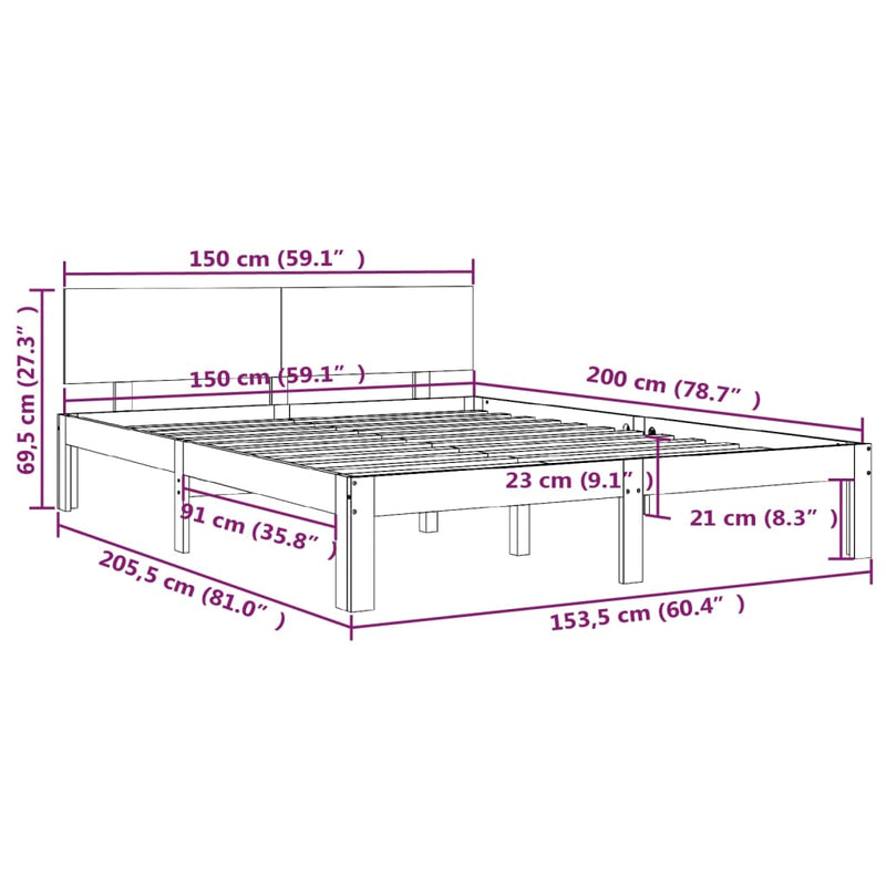 Bed Frame without Mattress Black 150x200 cm