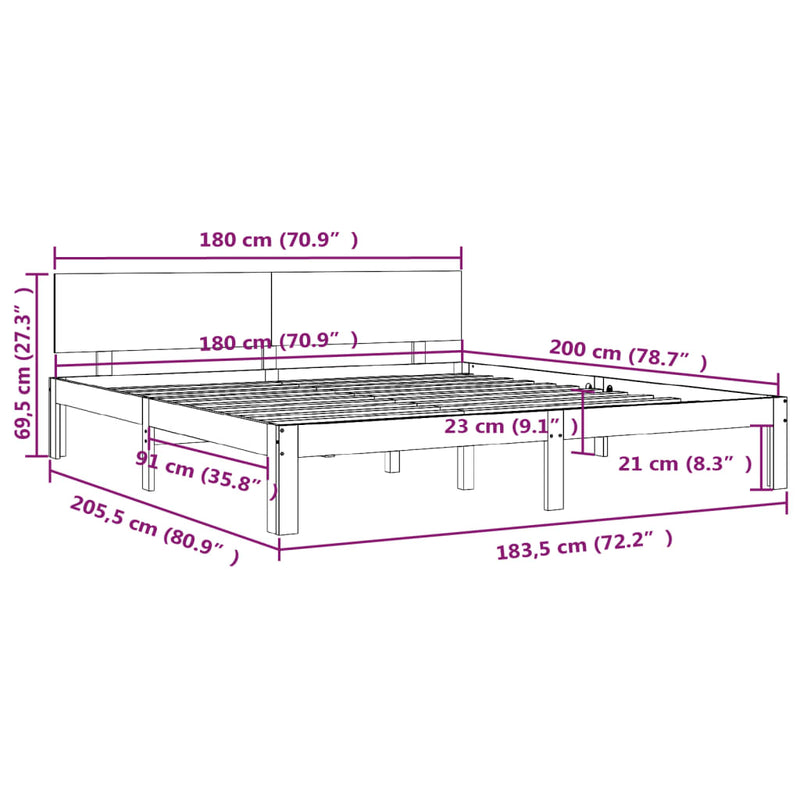 Bed Frame without Mattress 183x203 cm King