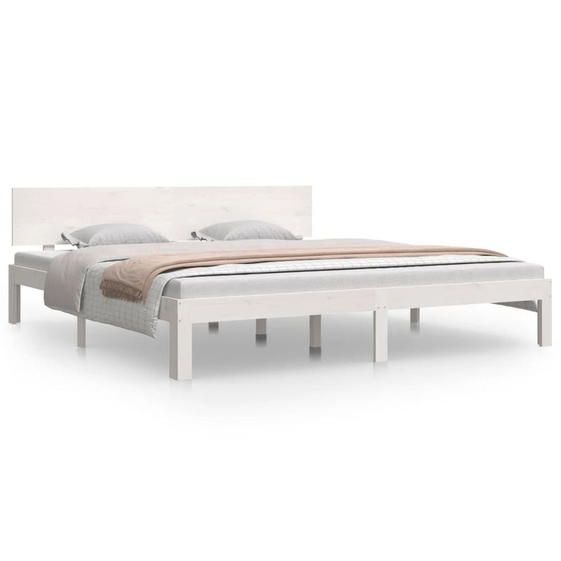 Bed Frame without Mattress White 183x203 cm King