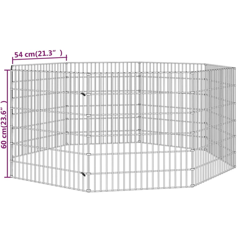 Free Range Animal Enclosure 8-Panel 54x60 cm Galvanised Iron