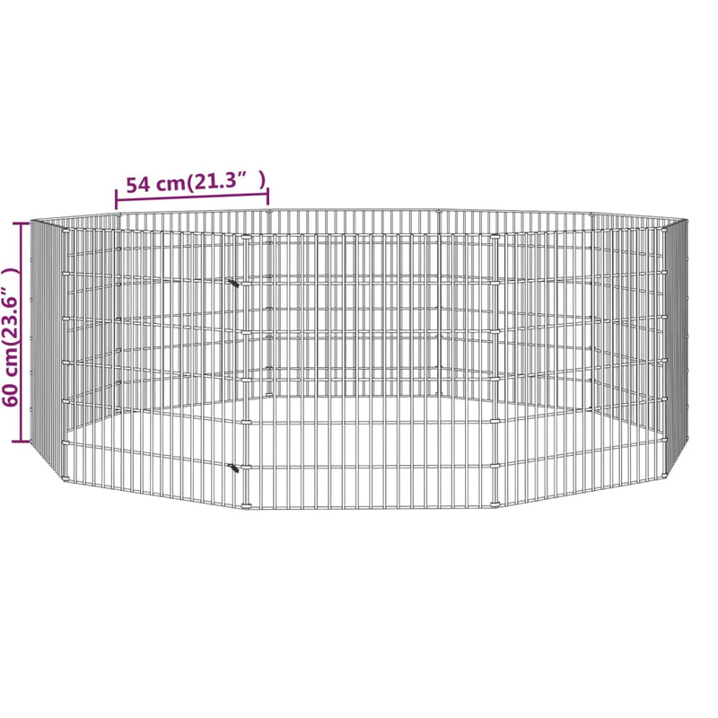 Free Range Animal Enclosure 10-Panel 54x60 cm Galvanised Iron