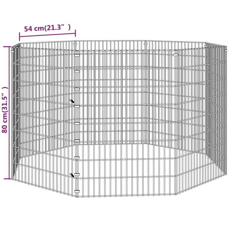 Free Range Animal Enclosure 8-Panel 54x80 cm Galvanised Iron