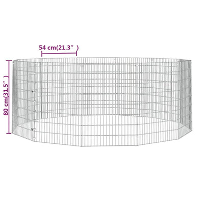 Free Range Animal Enclosure 12-Panel 54x80 cm Galvanised Iron