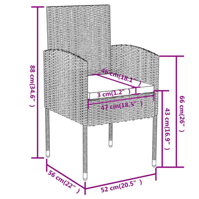 3 Piece Garden Dining Set Poly Rattan Anthracite