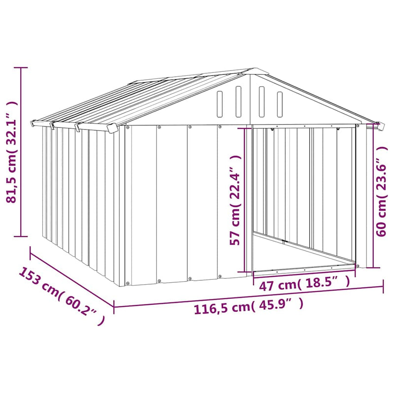 Dog House Anthracite 116.5x153x81.5 cm Galvanised Steel