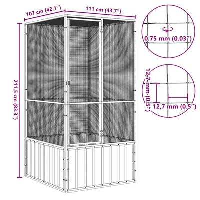 Bird Cage Grey 111x107x211.5 cm Galvanised Steel