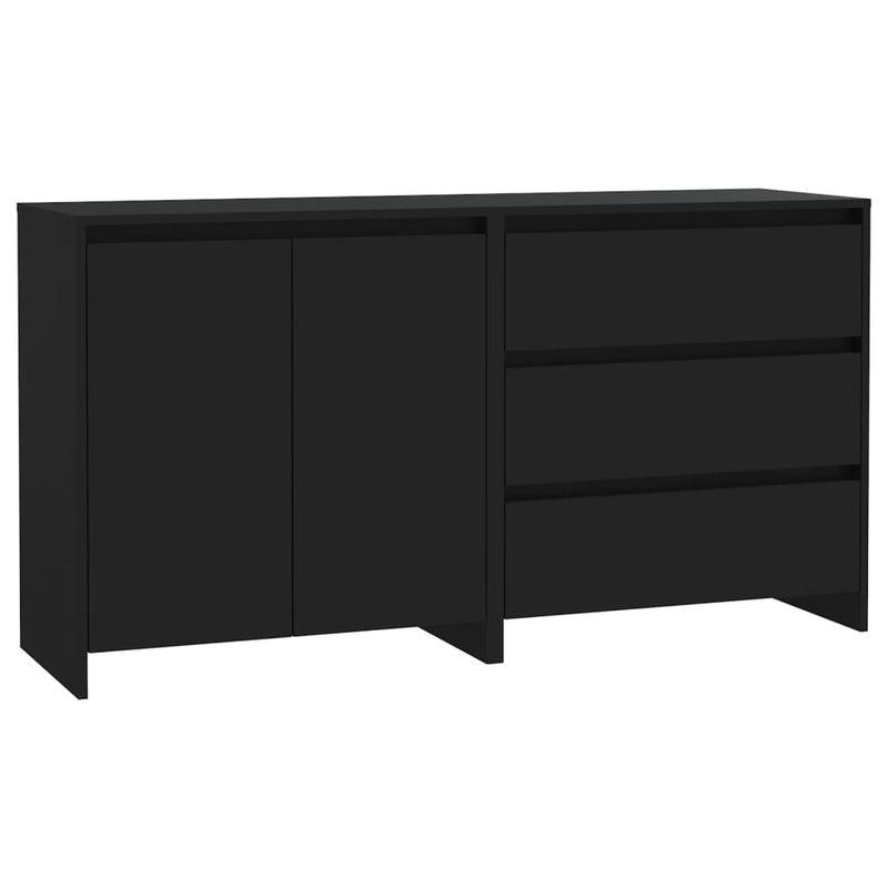 2 Piece Sideboard Black Engineered Wood