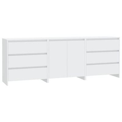 3 Piece Sideboard White Engineered Wood