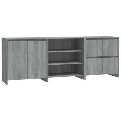 3 Piece Sideboard Grey Sonoma Engineered Wood