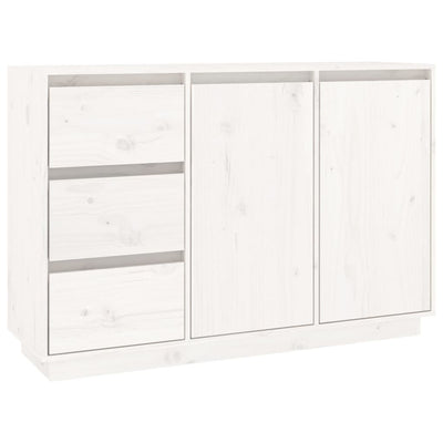 Sideboard White 111x34x75 cm Solid Wood Pine