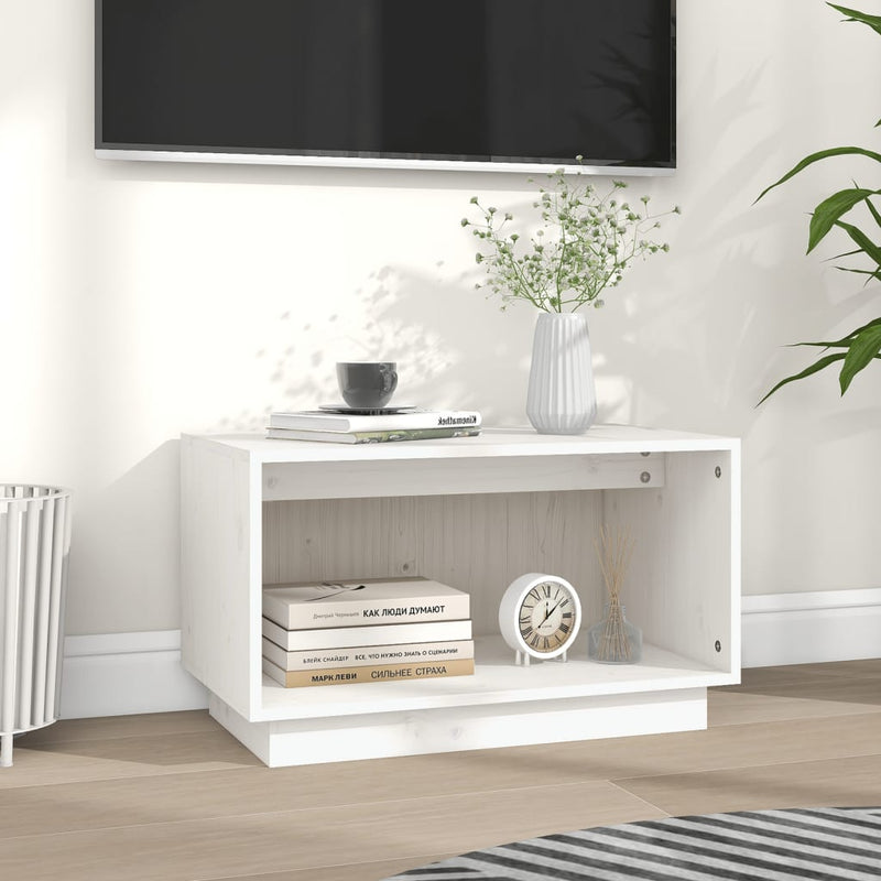 TV Cabinet White 60x35x35 cm Solid Wood Pine