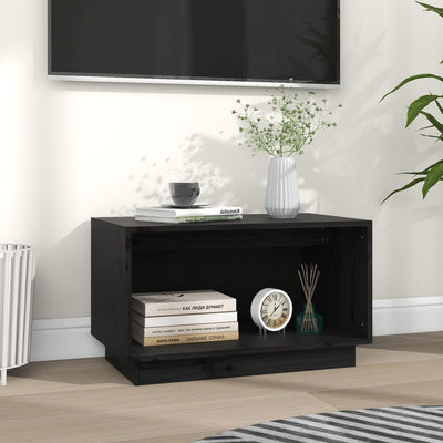 TV Cabinet Black 60x35x35 cm Solid Wood Pine