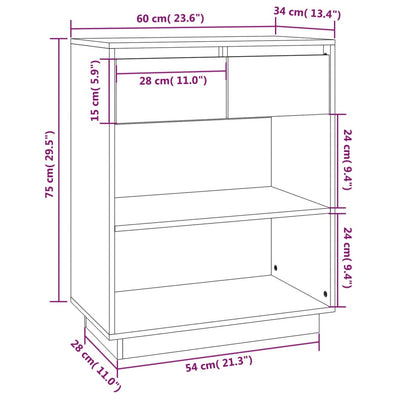 Console Cabinet Honey Brown 60x34x75 cm Solid Wood Pine