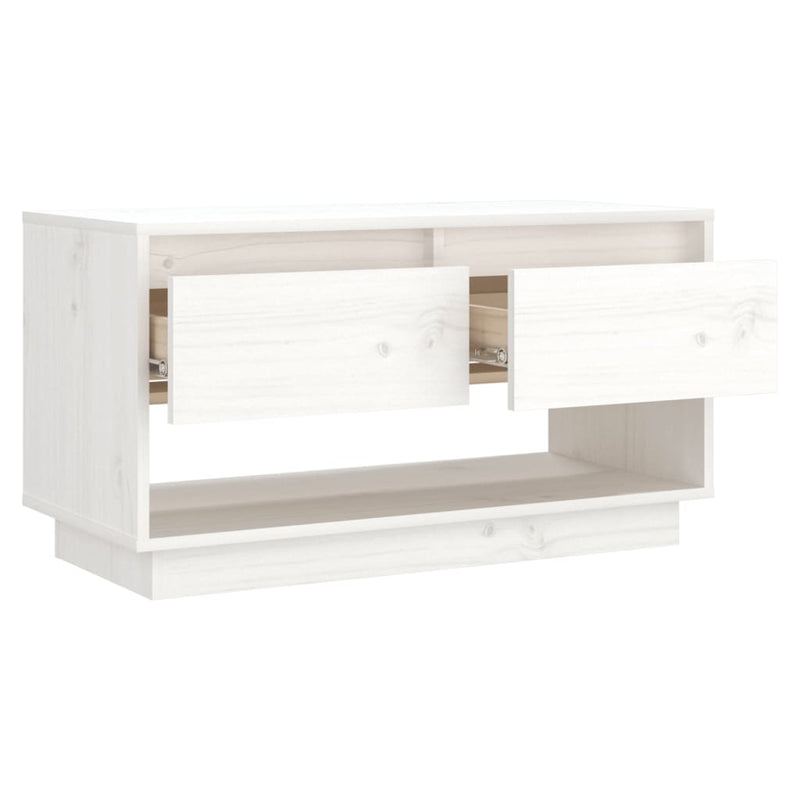 TV Cabinet White 74x34x40 cm Solid Wood Pine