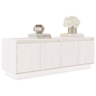 TV Cabinet White 110x34x40 cm Solid Wood Pine