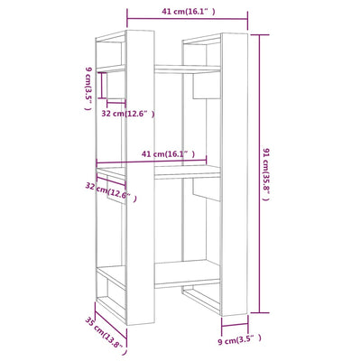 Book Cabinet/Room Divider 41x35x91 cm Solid Wood Pine