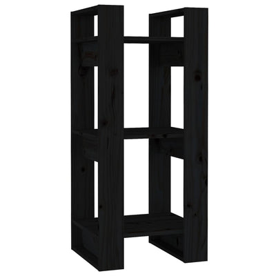 Book Cabinet/Room Divider Black 41x35x91 cm Solid Wood Pine