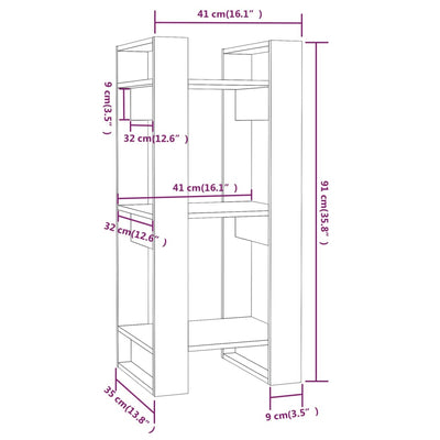 Book Cabinet/Room Divider Black 41x35x91 cm Solid Wood Pine