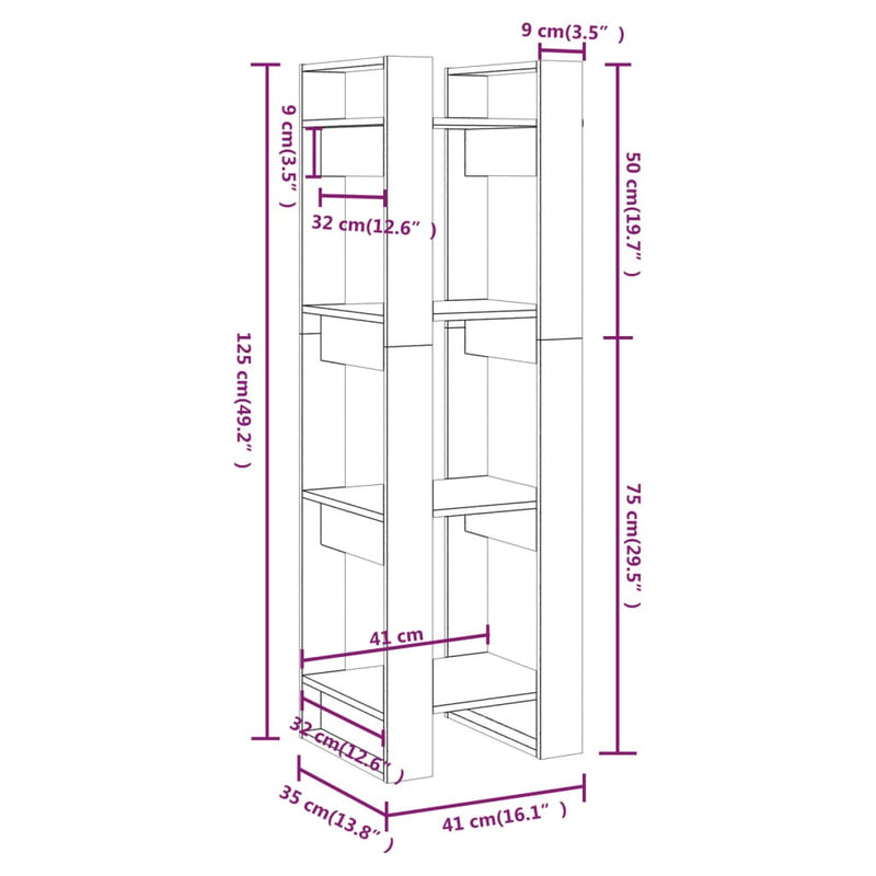 Book Cabinet/Room Divider 41x35x125 cm Solid Wood Pine