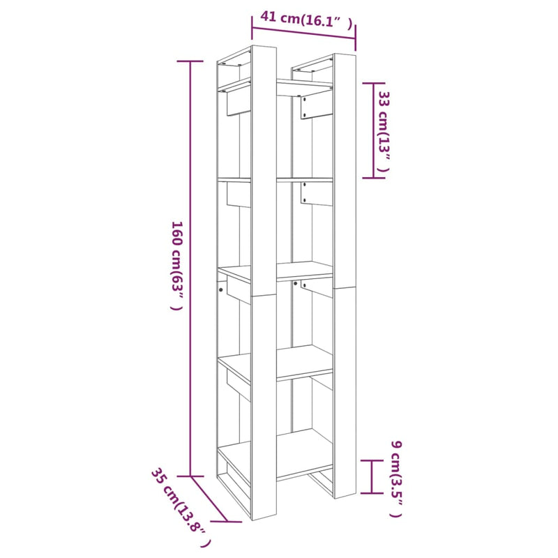 Book Cabinet/Room Divider 41x35x160 cm Solid Wood Pine