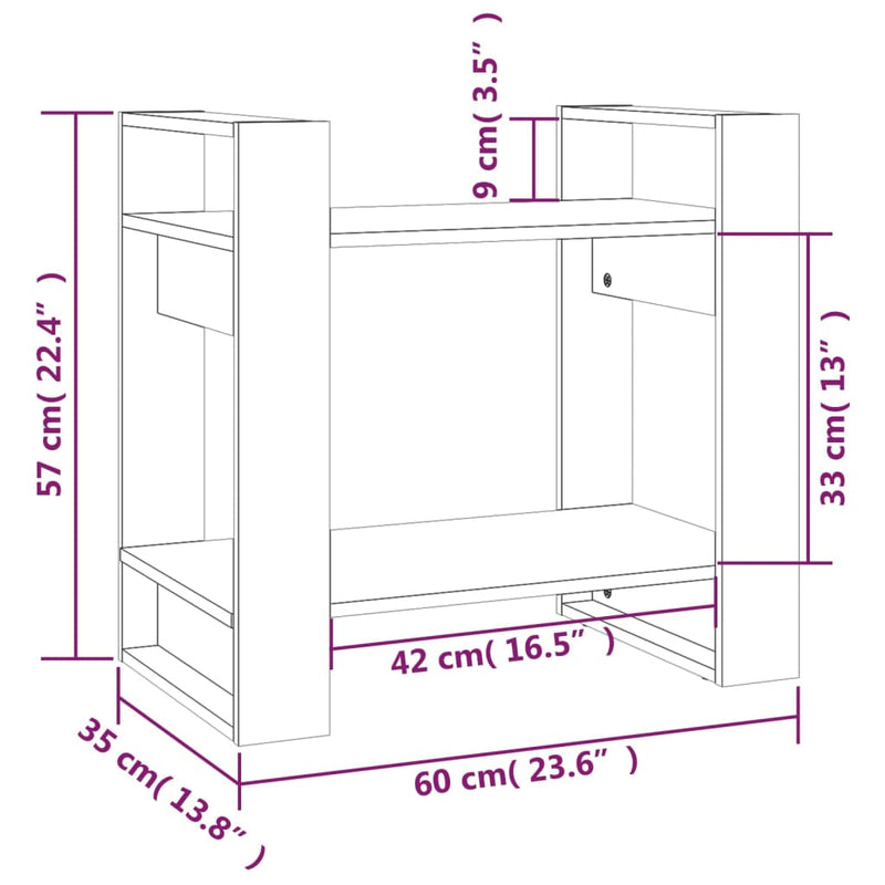 Book Cabinet/Room Divider 60x35x57 cm Solid Wood Pine