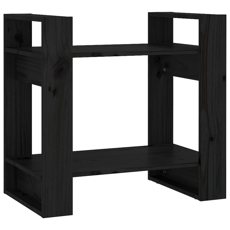 Book Cabinet/Room Divider Black 60x35x57 cm Solid Wood Pine