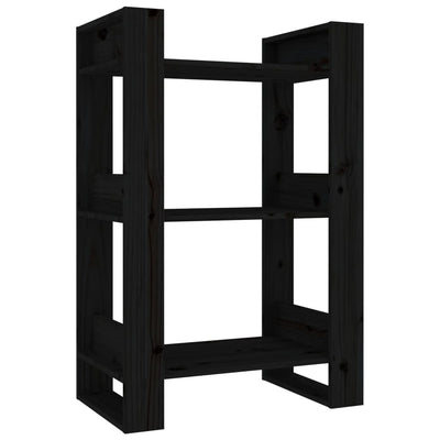 Book Cabinet/Room Divider Black 60x35x91 cm Solid Wood Pine