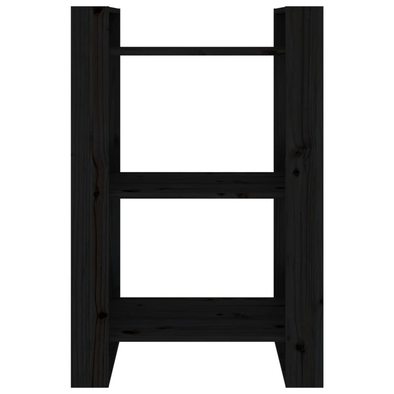 Book Cabinet/Room Divider Black 60x35x91 cm Solid Wood Pine