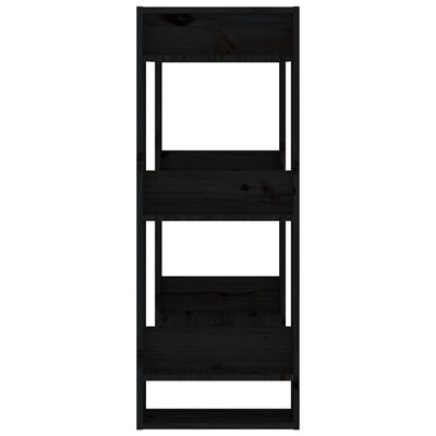 Book Cabinet/Room Divider Black 60x35x91 cm Solid Wood Pine