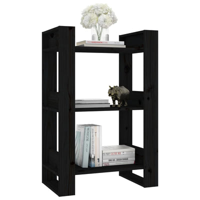 Book Cabinet/Room Divider Black 60x35x91 cm Solid Wood Pine