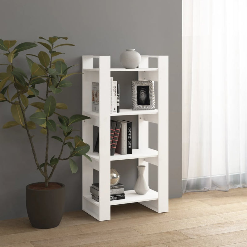 Book Cabinet/Room Divider White 60x35x125 cm Solid Wood