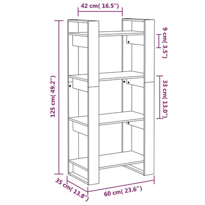 Book Cabinet/Room Divider Honey Brown 60x35x125 cm Solid Wood