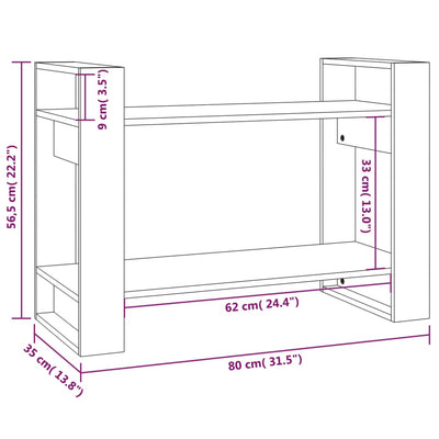 Book Cabinet/Room Divider White 80x35x56.5 cm Solid Wood Pine