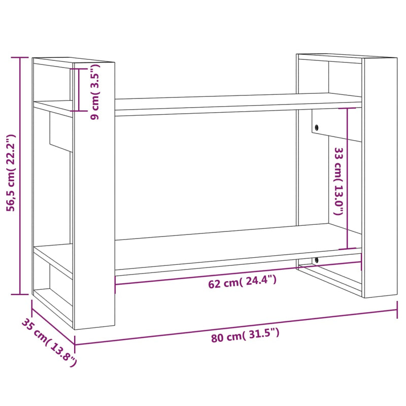 Book Cabinet/Room Divider White 80x35x56.5 cm Solid Wood Pine