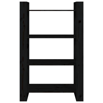 Book Cabinet/Room Divider Black 80x35x125 cm Solid Wood Pine