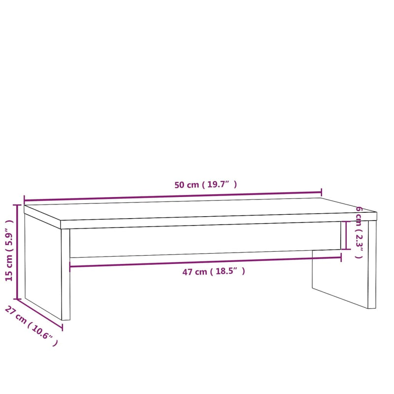 Monitor Stand White 50x27x15 cm Solid Wood Pine