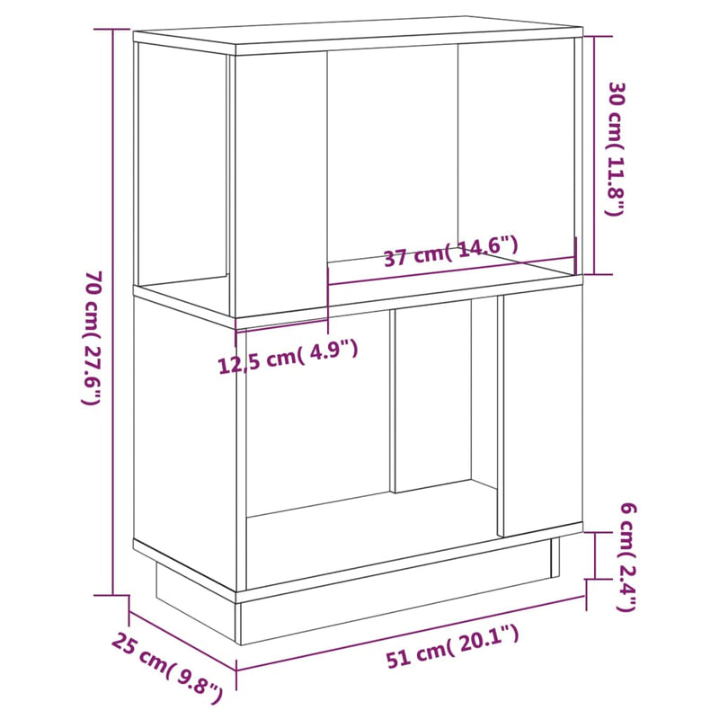 Book Cabinet/Room Divider White 51x25x70 cm Solid Wood Pine