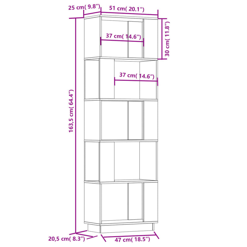 Book Cabinet/Room Divider 51x25x163.5 cm Solid Wood Pine
