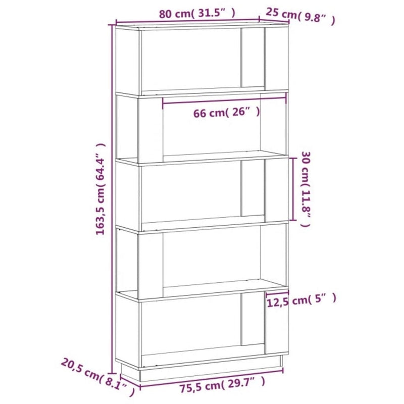 Book Cabinet/Room Divider 80x25x163.5 cm Solid Wood Pine