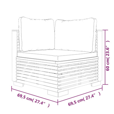 Garden Corner Sofa with Cream Cushions Solid Wood Teak