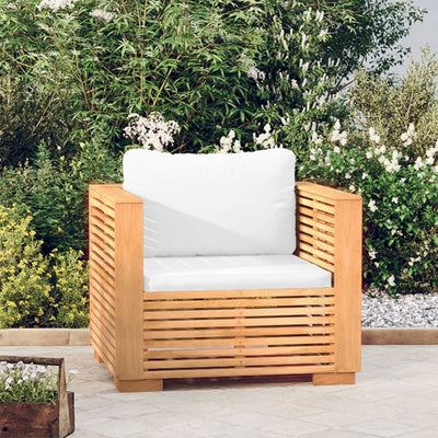 Garden Sofa Chair with Cream Cushions Solid Wood Teak