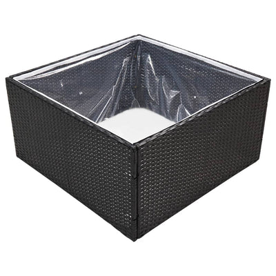 Garden Planter Black 80x80x40 cm Poly Rattan