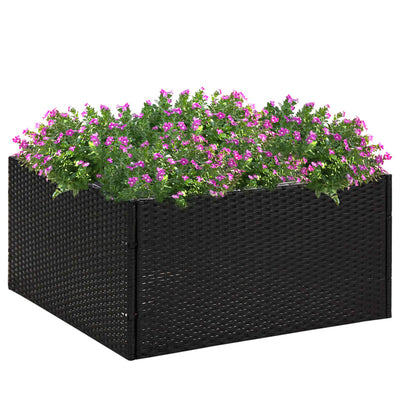 Garden Planter Black 80x80x40 cm Poly Rattan