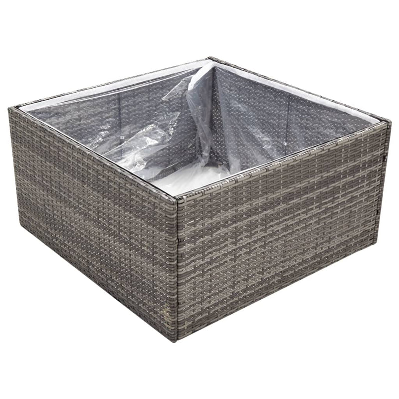 Garden Planter Grey 80x80x40 cm Poly Rattan