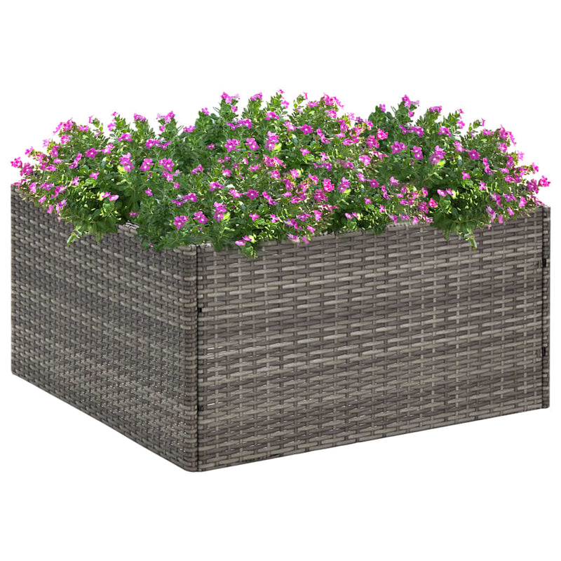 Garden Planter Grey 80x80x40 cm Poly Rattan